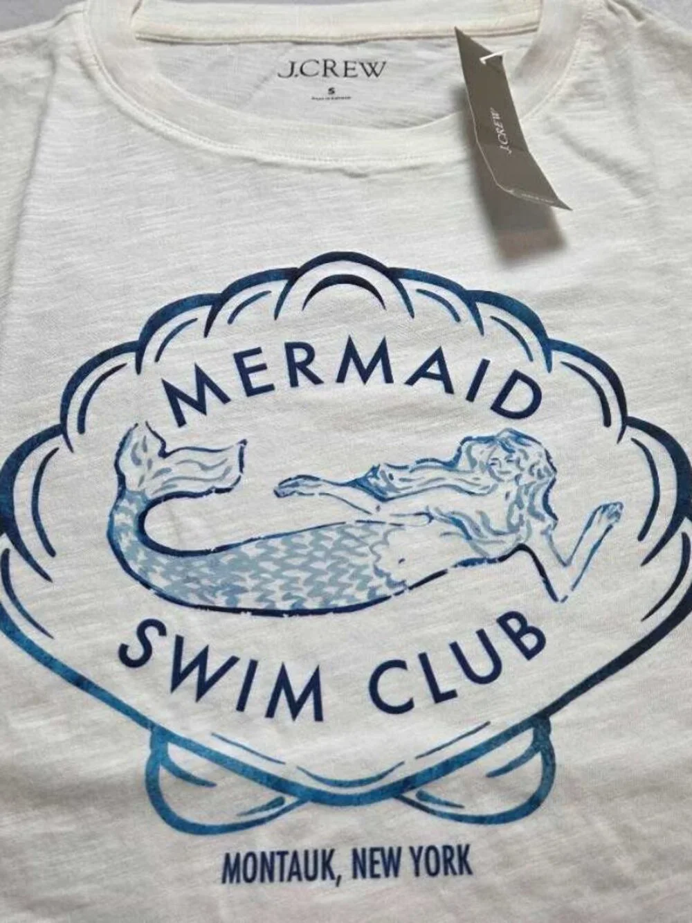 New S J.Crew Mermaid Swim Club, Montauk New York classic fit graphic  t-shirt